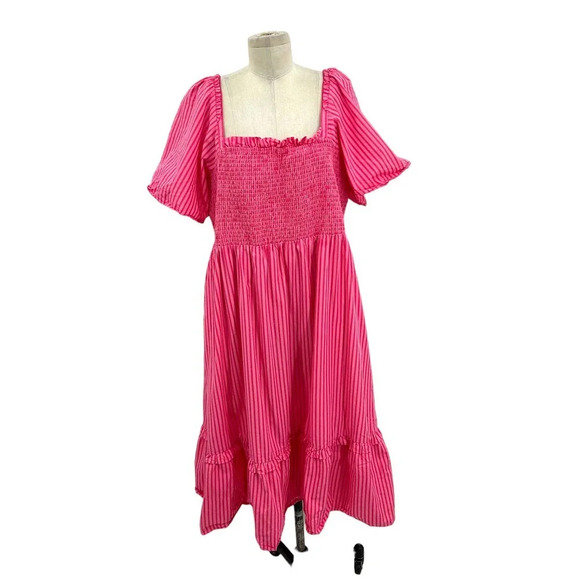 Draper James‎ Deana Smocked Dress in Pink Stripe Size XXL - Picture 2 of 8